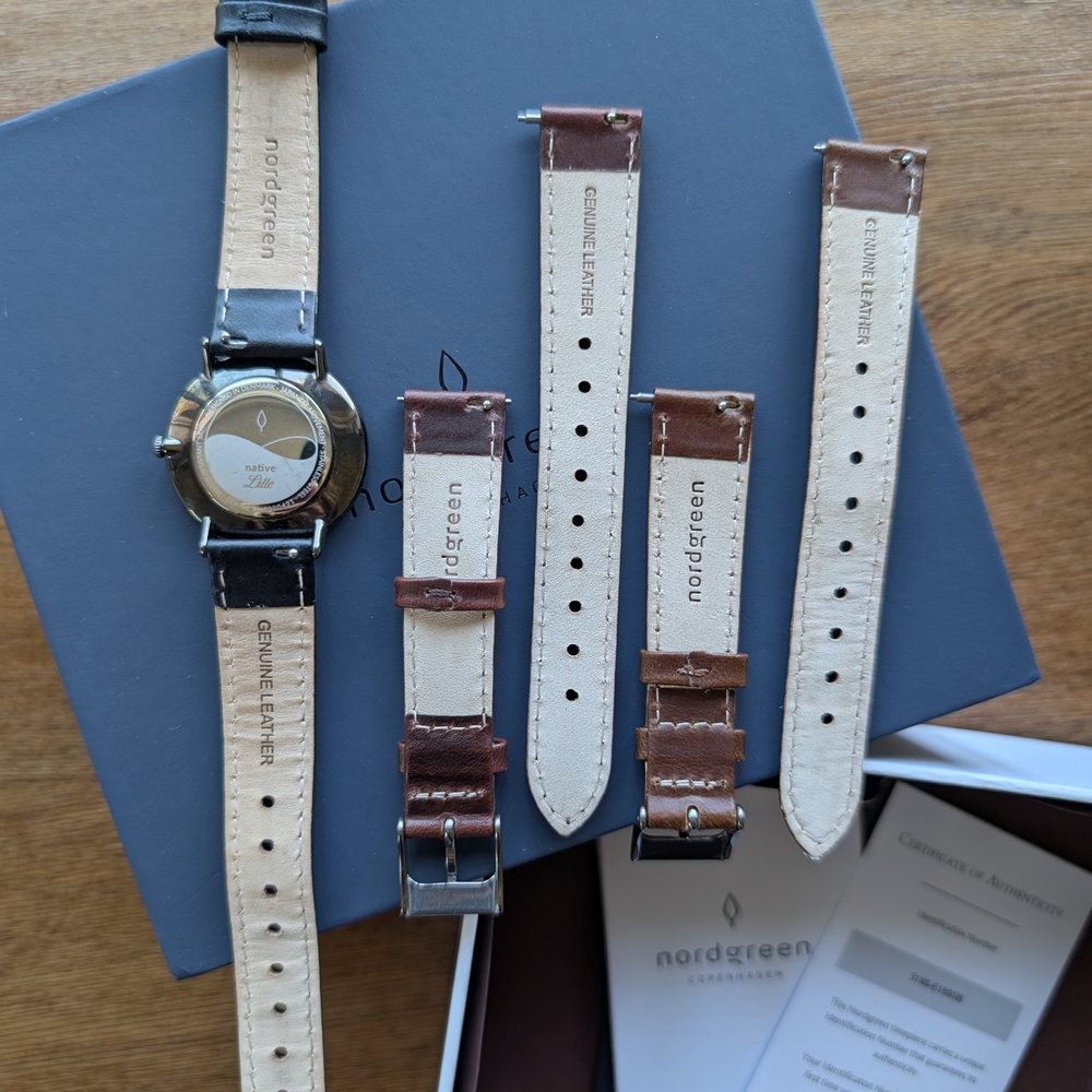 Nordgreen Native Minimalist Watch With Black and Brown Leather Straps - Picture 7 of 7